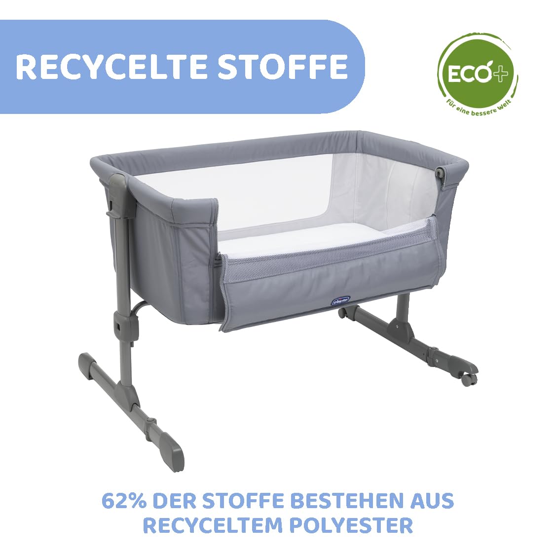 Chicco Next2Me Essential Beistellbett für Neugeborene, höhenverstellbar, Matratze inklusive, 0-6 Monate, Grau