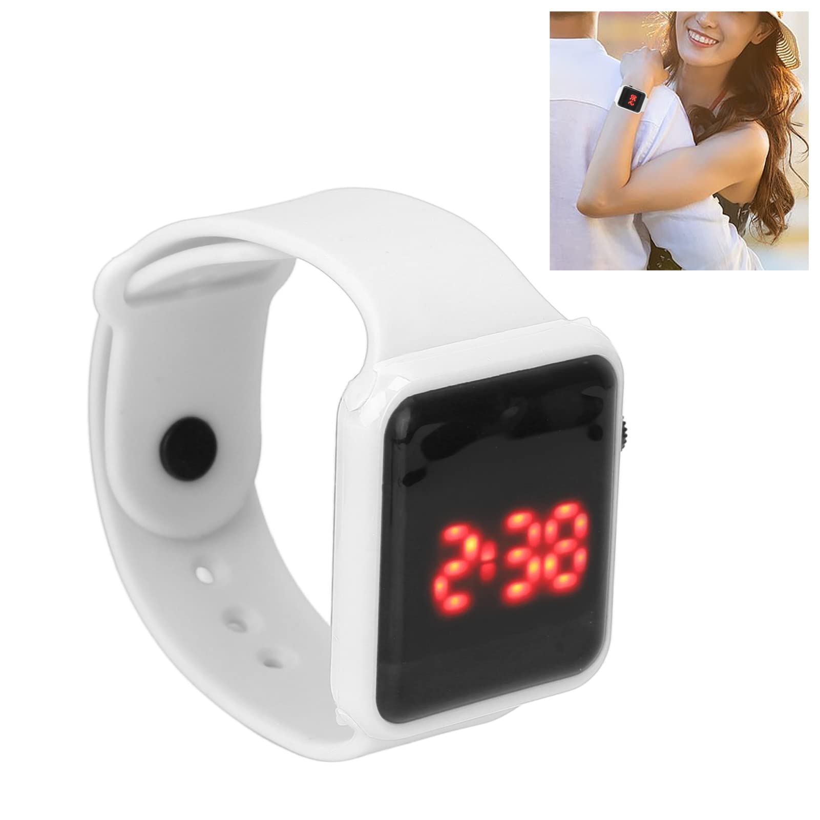 Pilipane LED Screen Quadrate Shape Backlight Design Digital Kids Watch and Multi Function Cute Outdoor Watches,Kids Digital Sport Waterproof Watch for Girls Boys,for Leisure Activitie (White)