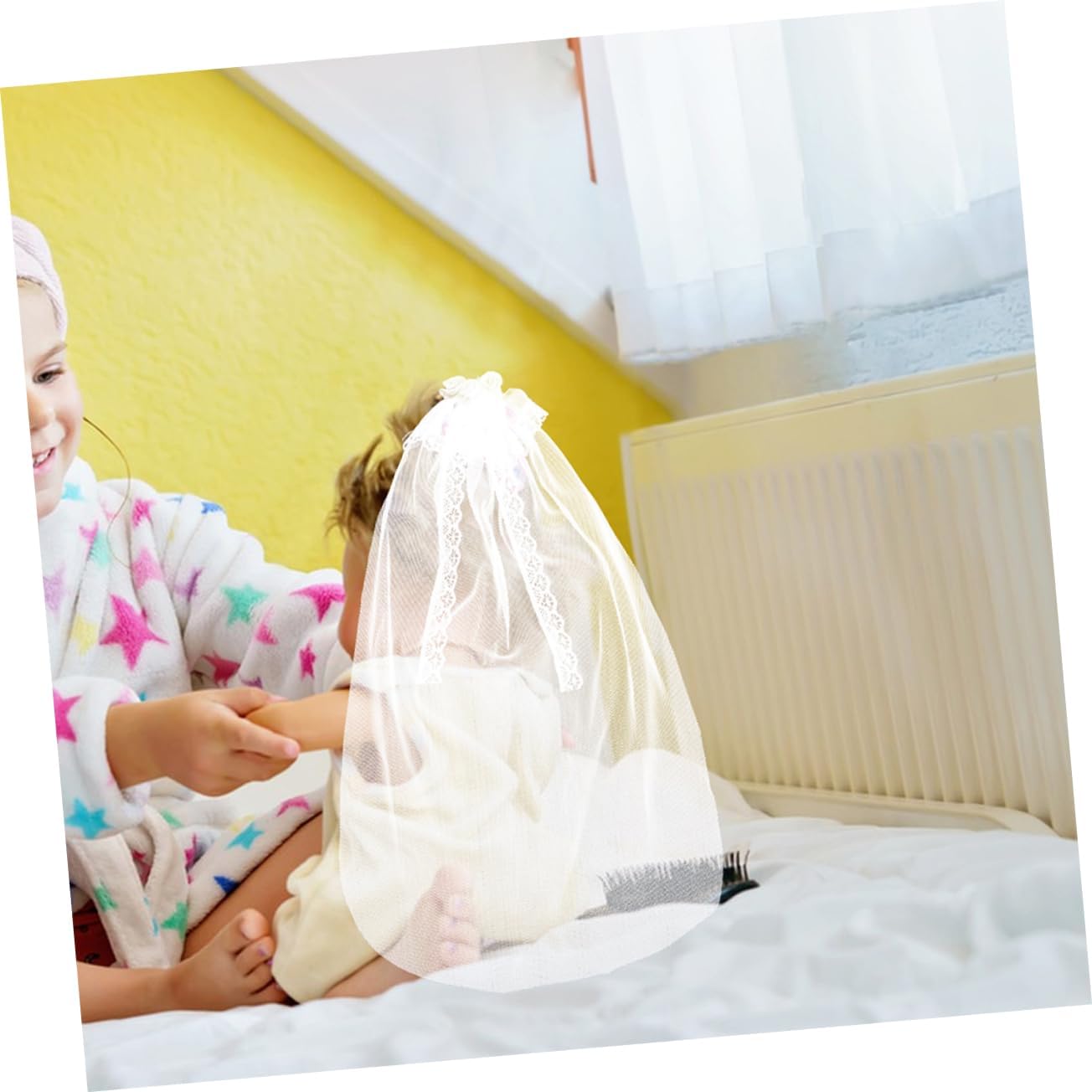 2pcs Doll Wedding Veil Accessories Elegant Bridal Gauze Veils for Dollhouse Photography for Wedding Dolls and Playtime Miniature Headpieces