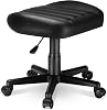 EUREKA ERGONOMIC Height Adjustable Foot Stool,19x18'' Large Seat Under Desk Footrest,Swivel Rolling Chair W Sturdy Wheels,Ottoman Stool Simple Meeting Chair for Home Office,Grey