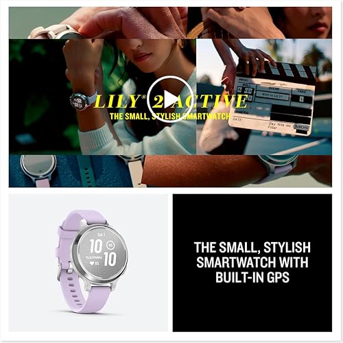 Miniatura 8 de Garmin Lily 2 Reloj inteligente activo, pequeño y elegante, GPS integrado, pantalla oculta, lente modelada, hasta 9 días de duración de la batería,