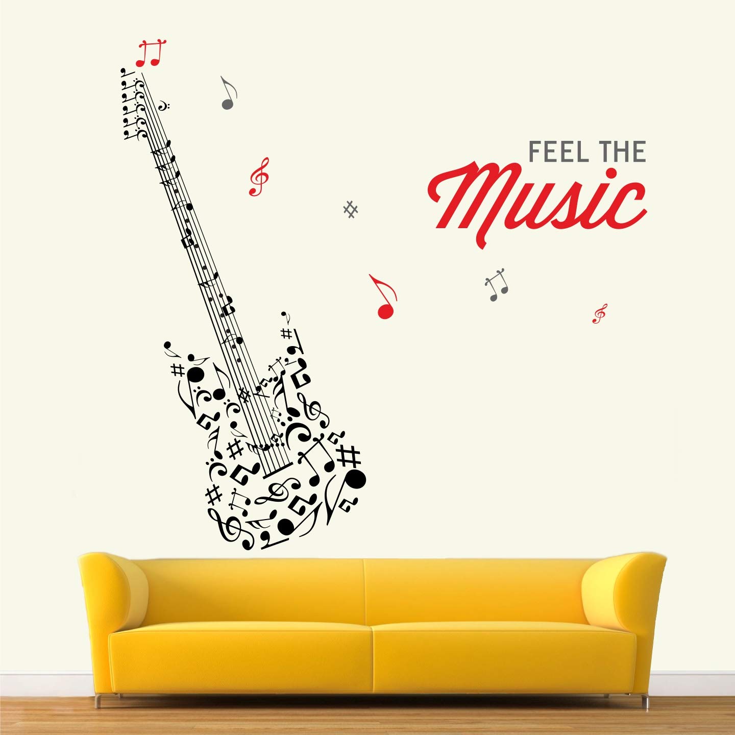 StickMe 'Musical Note Guitar Music Feel Wall Sticker ' -SM314 (Multi Colour, Vinyl - 100cm X 90 cm)