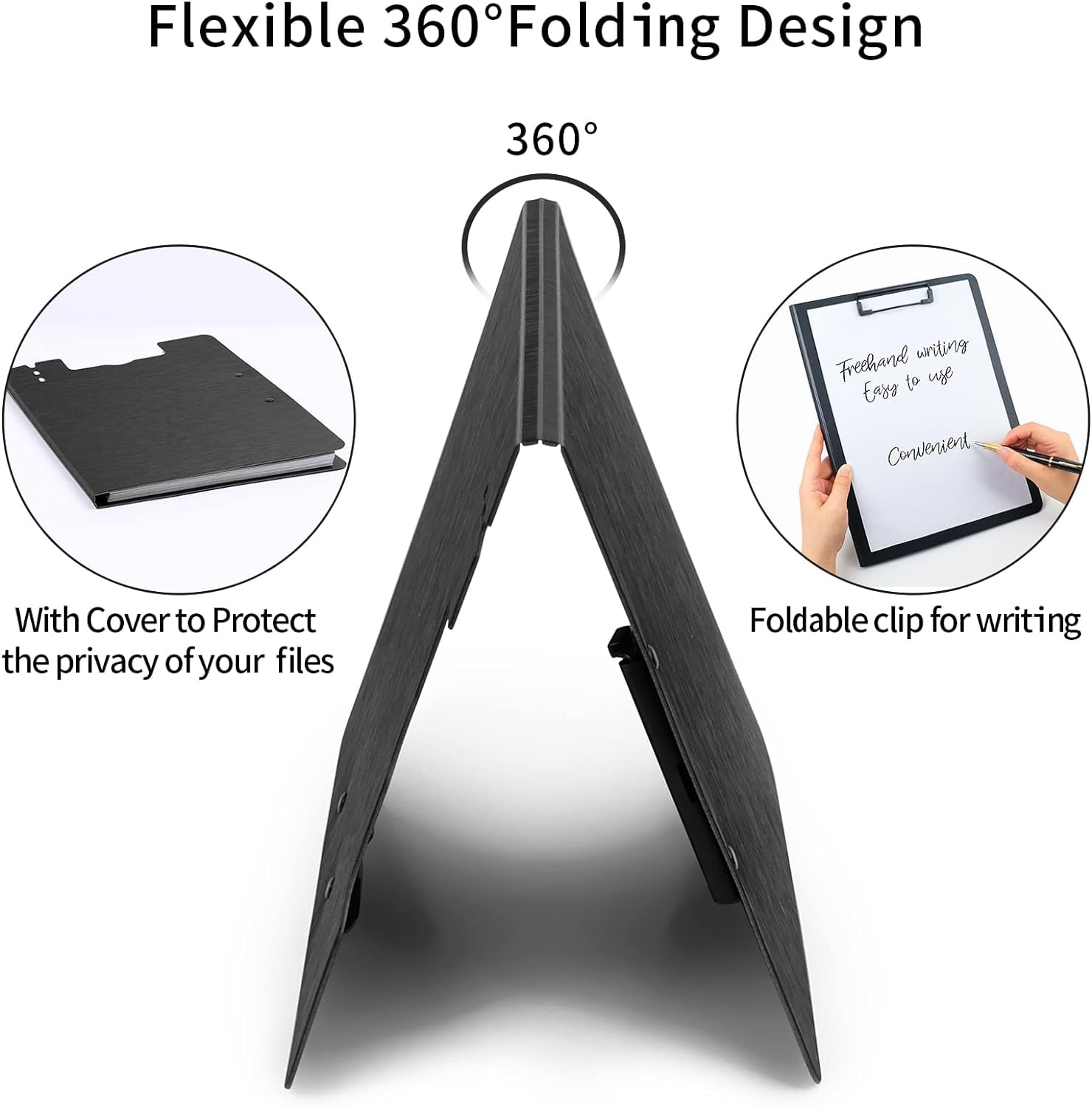 URbantin 10 Pack A4 Foldable Clipboards with Two Clips File Document Organiser,Clip Board for Business,Office,School or Restaurant (Black) - Image 4