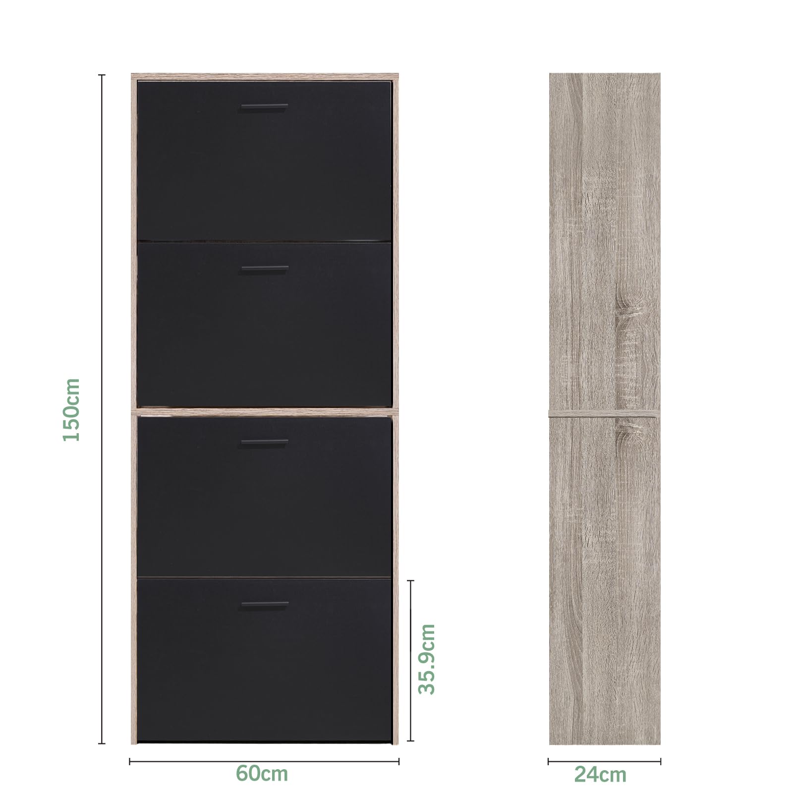 CASABEL Meuble a Chaussure 24 Paires - Armoire Grande Capacité pour Entree, Couloir - Gris