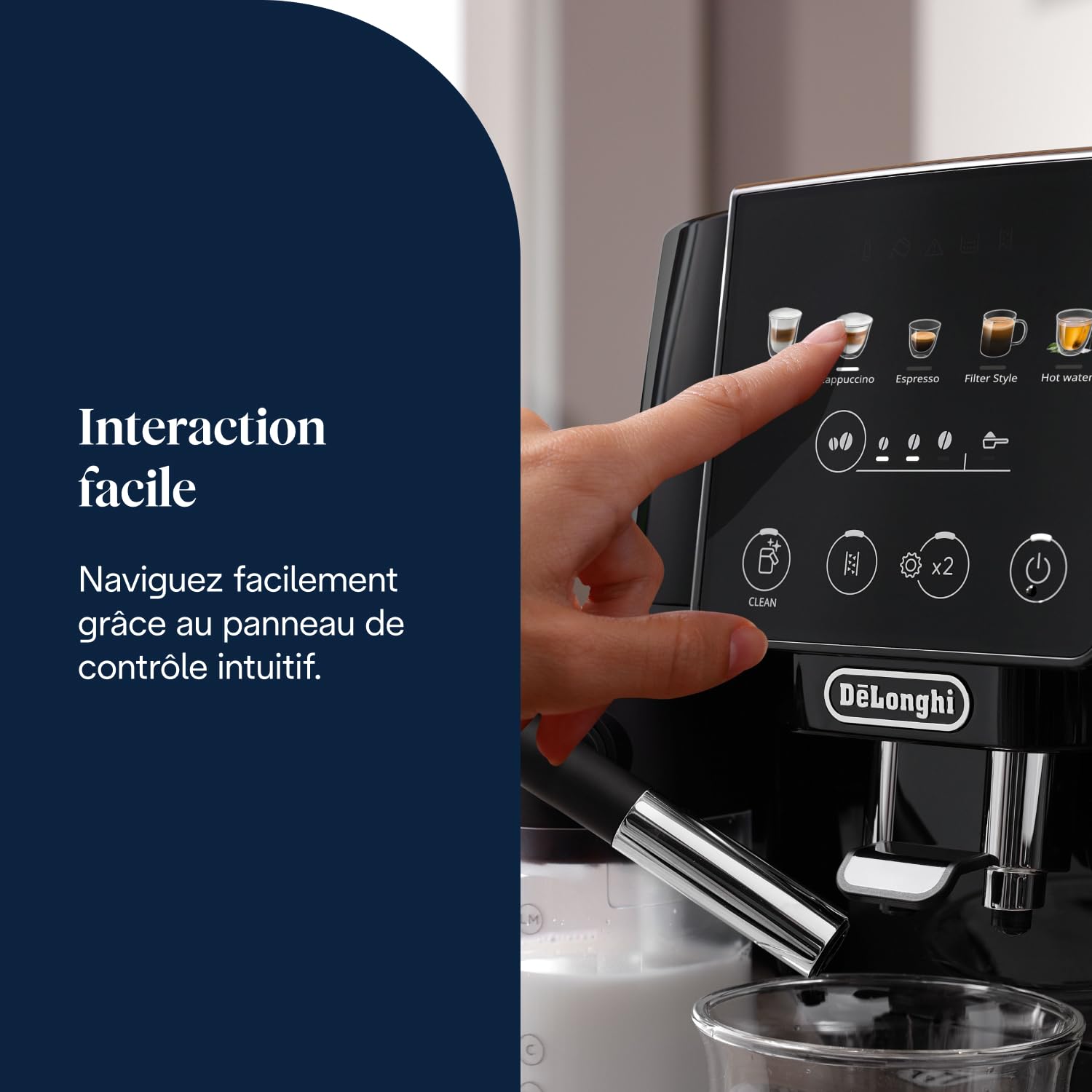 De’Longhi Magnifica Start - Perfetto Machine à Café Automatique avec LatteCrema Mousseur à Lait Automatique, 5 Boissons Enregistrées, Commandes Soft Touch, Noir (ECAM222.91.B)