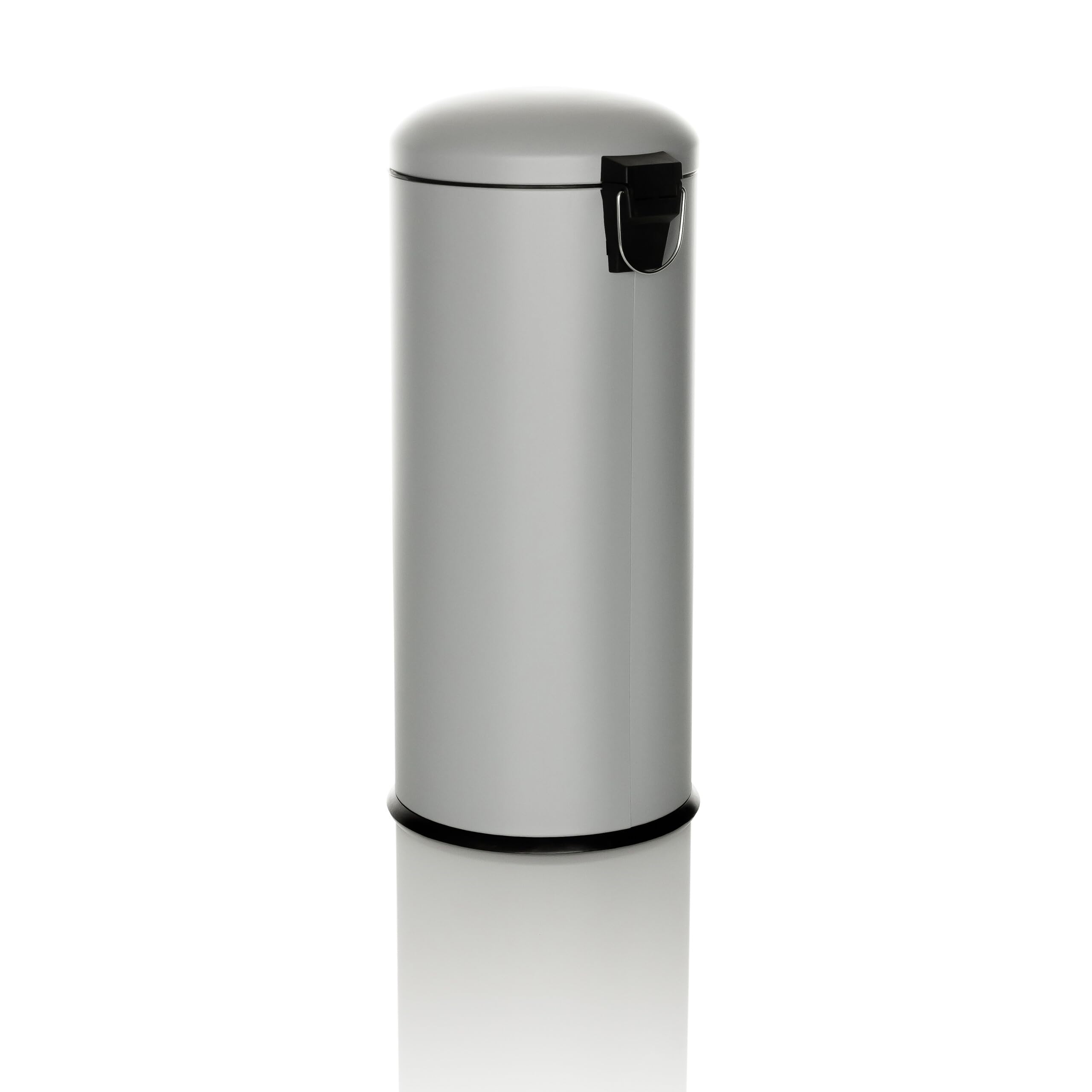 hjh OFFICE Mülleimer 30 Liter CLEAN VIII Metall Abfalleimer luftdicht schließend, hygienischer Treteimer 30L Grau, 741101