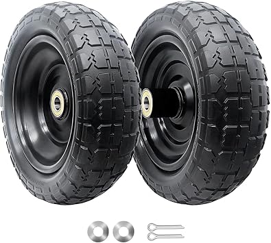 10-Inch Solid Replacement Tire and Wheel 4.10/3.50-4" - Flat Free Tires for Cart, Dolly, Hand Truck, Generator, Lawnmower, Garden Wagon with 5/8 Axle Bore Hole - Double Sealed Bearings 2