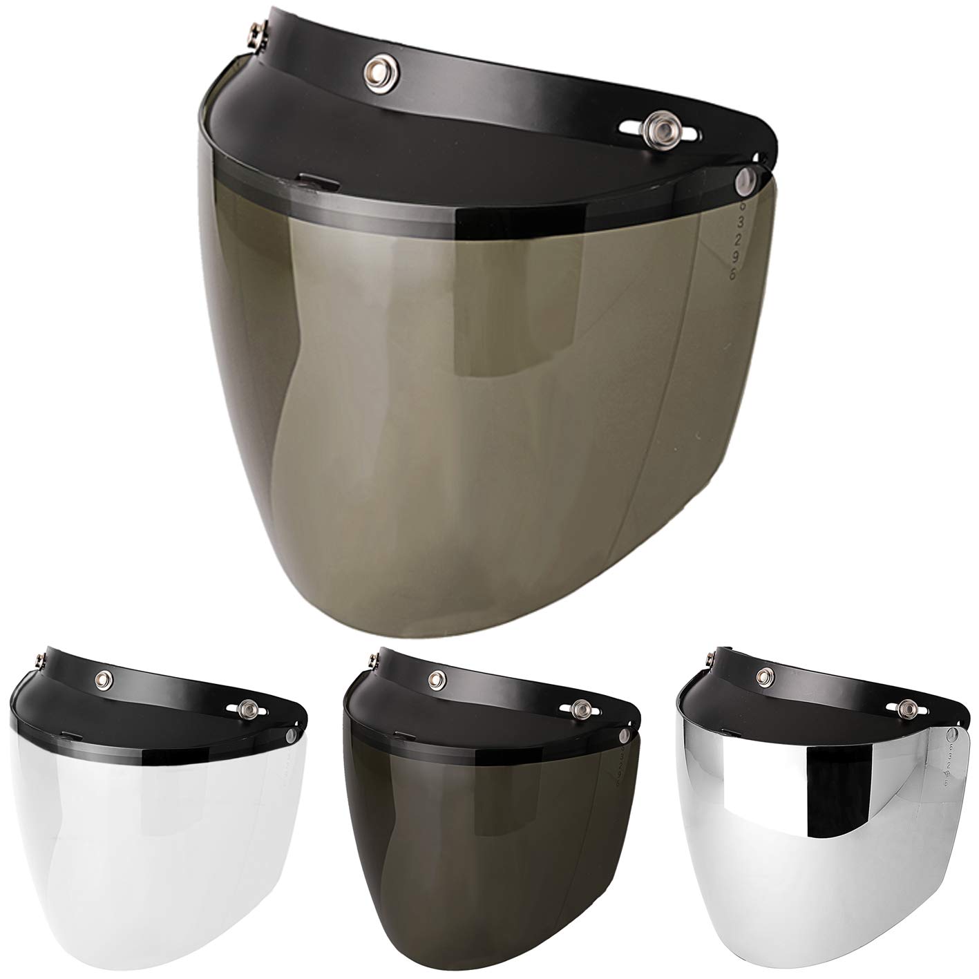 Retro Universal Standard 3-Snap Open Face Motorcycle Helmets Flip Up Face Visor Wind Shield Lens