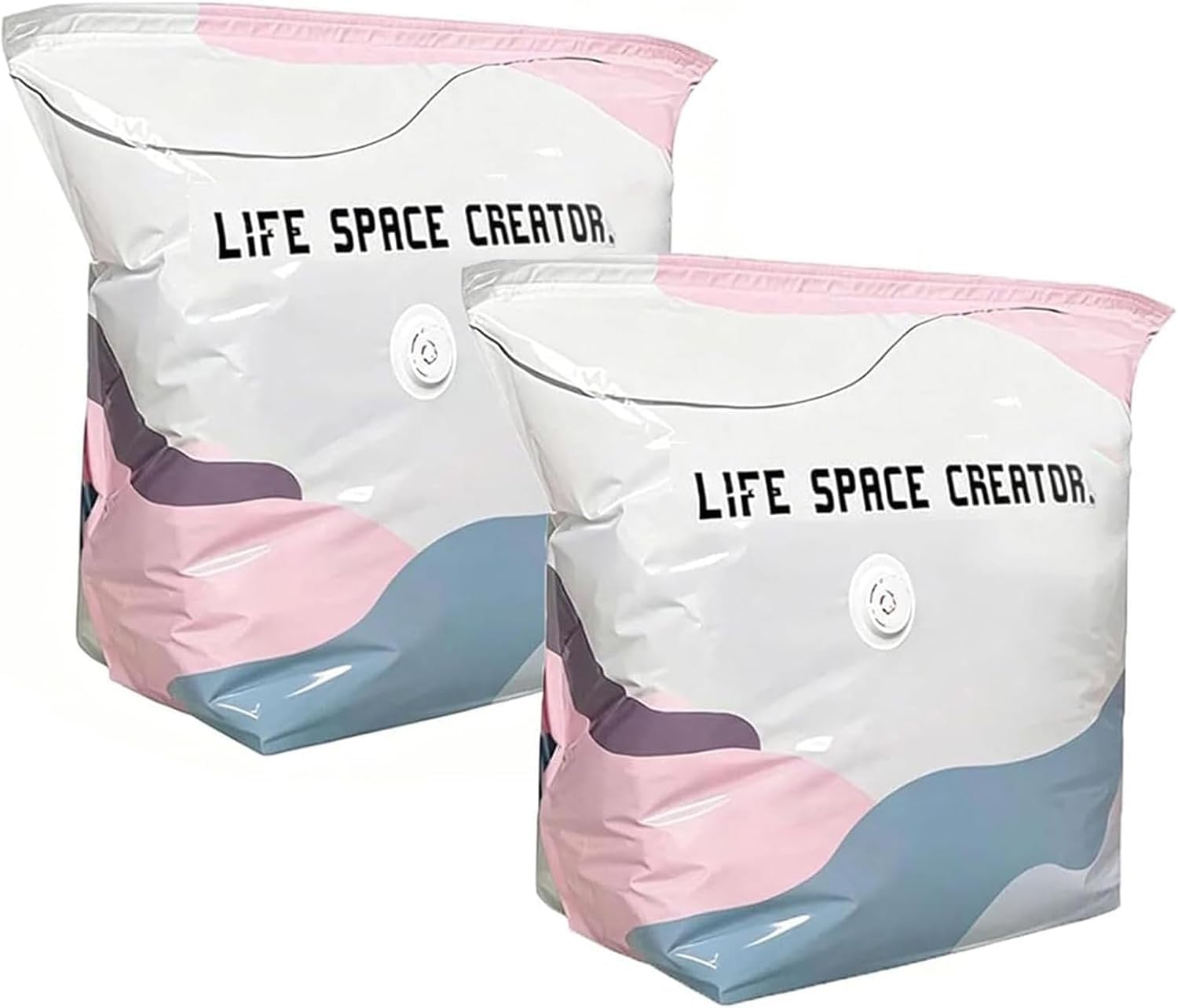 No‑Pump Vacuum Storage Bags, Press Seal, No Pump Needed, Thickened Non Suction Vertical Compression Bag, Space Saver Dust-proof Vacuum Seal Bag for Comforters, Blankets, Clothes 2PCS (M)