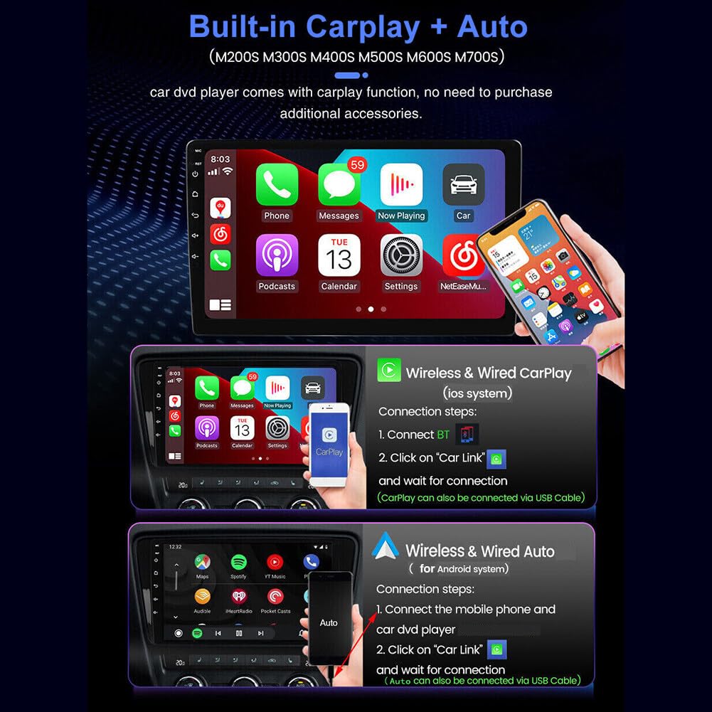 7 inch Android 13 Car Stereo Radio for Toyota Sienna 2004-2010, 2+32G Touch Screen Radio for Toyota Sienna Head Unit 2004-2010 Wireless Carplay Android Auto Bluetooth WiFi AHD Backup Camera