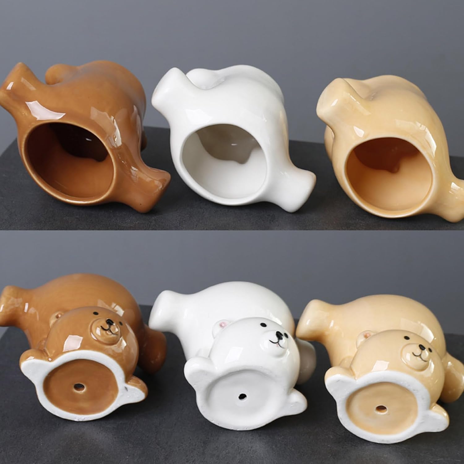 Creative Reversed Bear Sculpture Planter Ceramic Pot for Succulents & Desk Decorative Accessories Indoor/Outdoor Bear Planter image 4