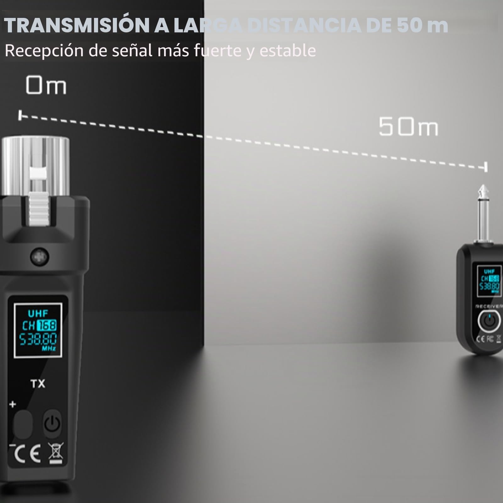 Ricevitore de micrófono XLR inalámbrico, 2,4 GHz, 1 a 2 UHF, transmisor/receptor inalámbrico para micrófonos dinámicos y de condensador, mezclador de audio, 50 m, adaptador de micrófono de radio para