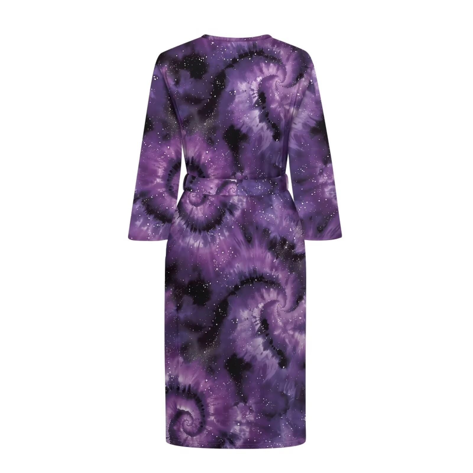 Loungwear - Camisón de manga larga para mujer, cuello en V con cinturón, ligero y holgado, para spa, noche, hogar, otoño e invierno
