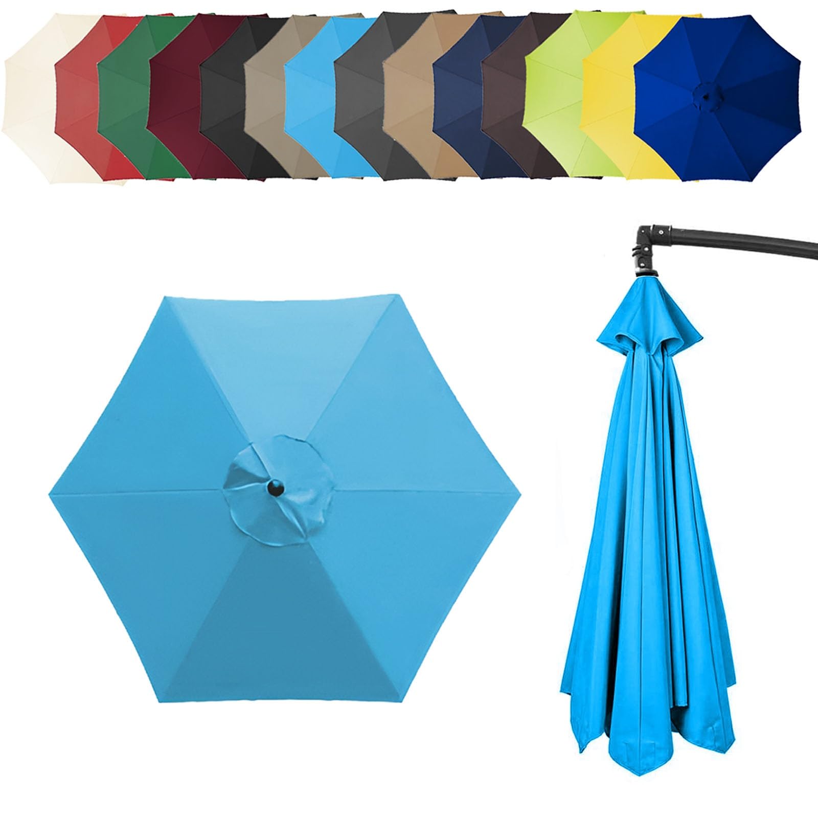 6.4ft/8.8ft/9.8ft (200/270/300cm) Replacement Parasol Garden Patio Umbrella Fabric Canopy Cover, Heavy Duty Polyester Fabric Outdoor Shade Canopy Cover For Market Table Cantilever Parasol Top Cover(Co โ image 1