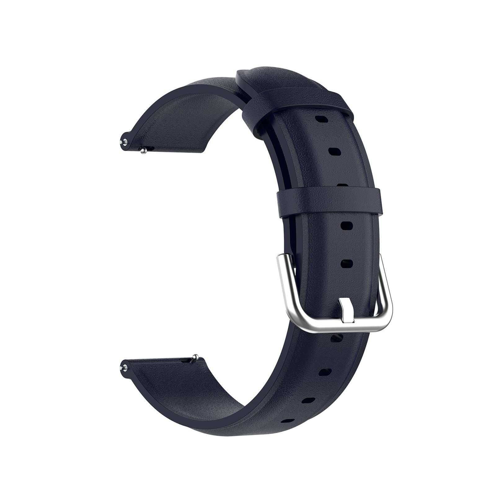 Leather Strap Compatible with Garmin Vivomove Style Strap for Women Men, 20mm Soft Breathable Leather Sport Wristband Metal Buckle Clasp Bracelet Replacement Strap (Dark blue)