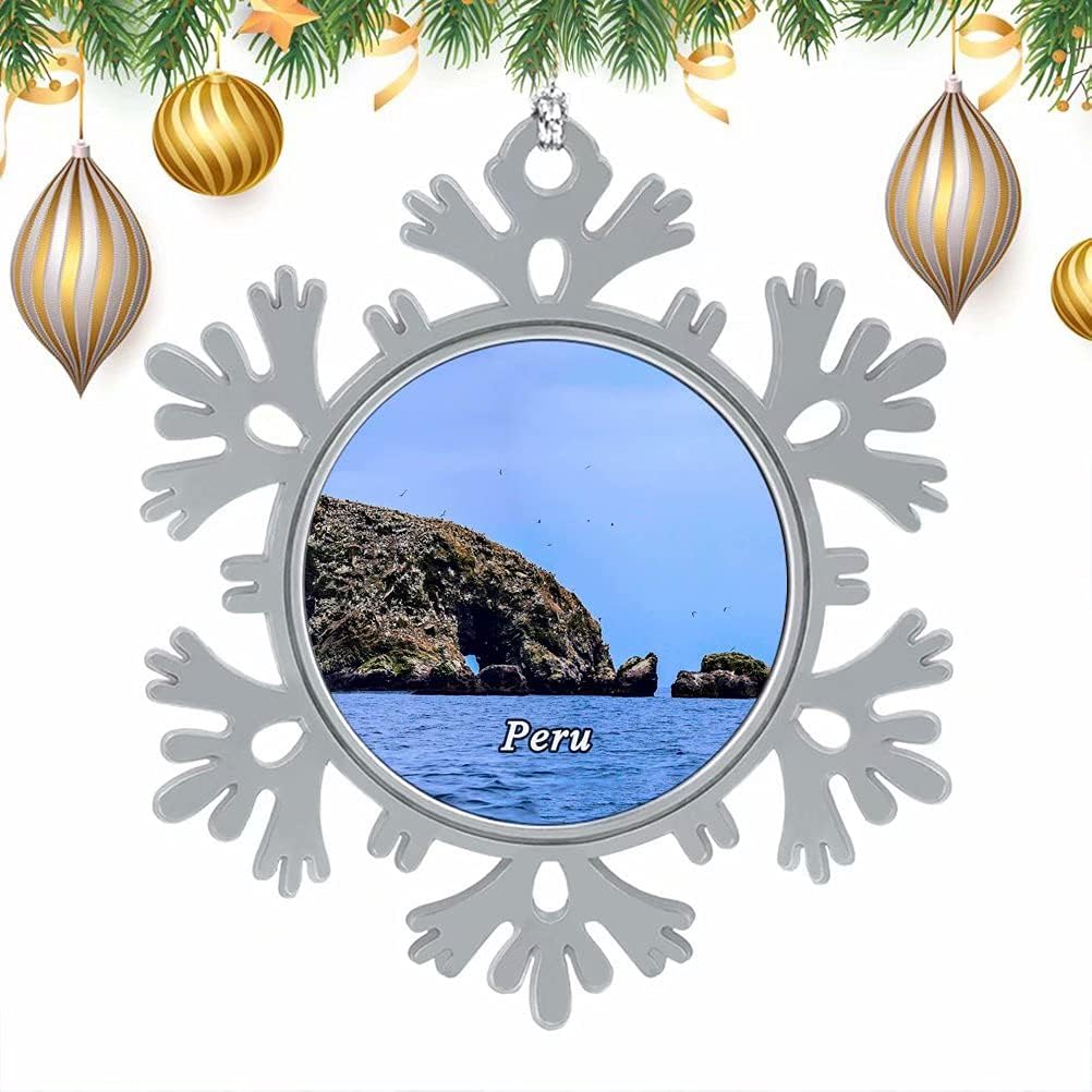 Perú Islas Ballestas Navidad Árbol de Navidad Copos de Nieve Adornos de Metal Adornos Colgantes Decoración del hogar 3