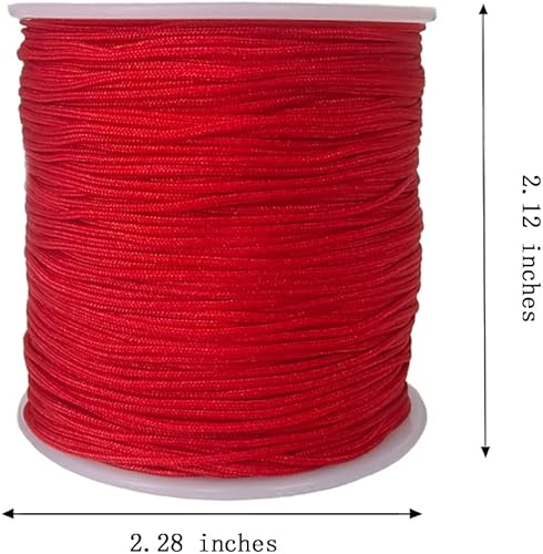 Miniatura 4 de Cordón de nailon de 0.031 in, hilo de ajuste para nudos chinos, collares, joyería, macramé, cuentas, pulseras de 110 yardas (rojo)