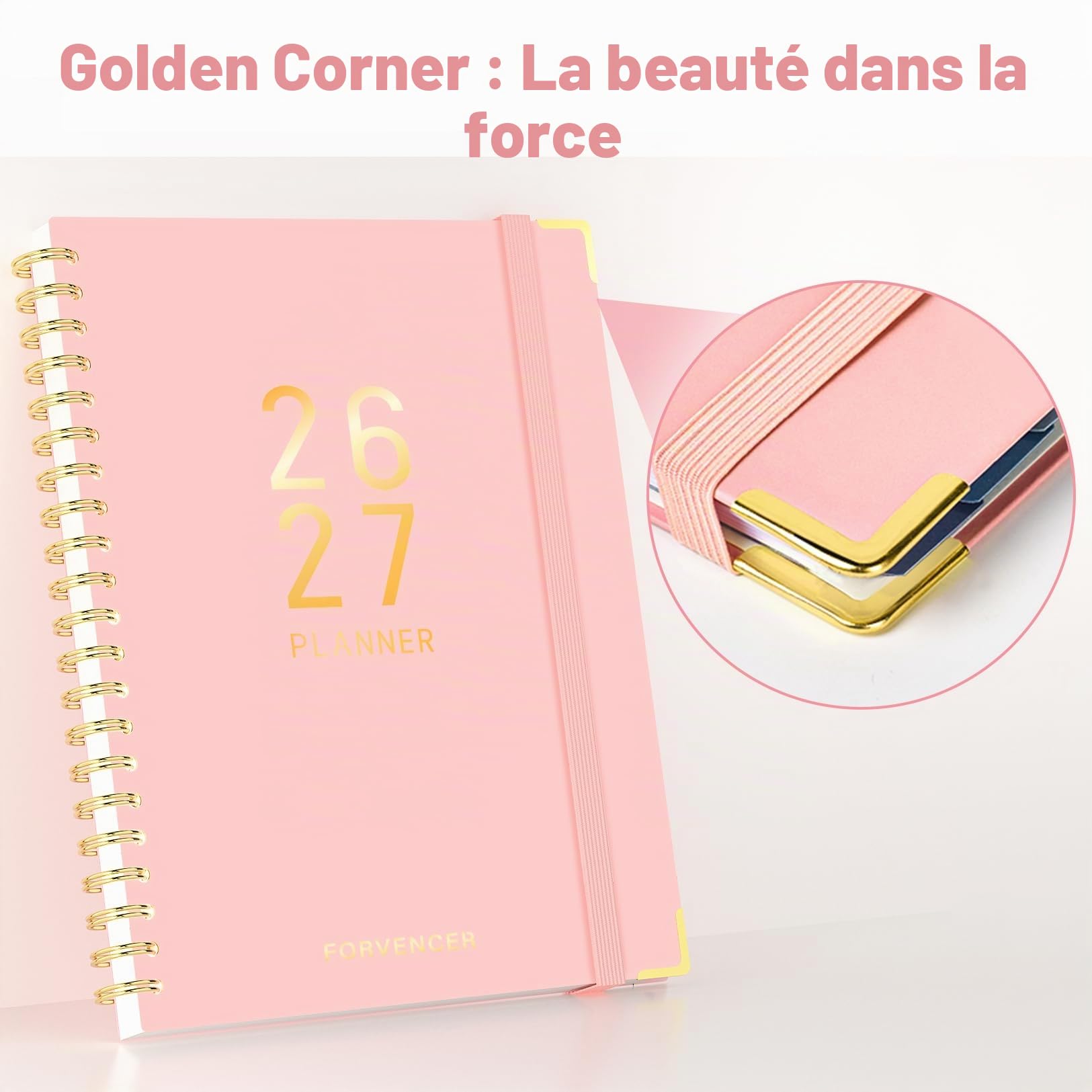 Forvencer Agenda scolaire 18 mois 2026-2027 de juillet 2026 à décembre 2027, 16 x 21,3 cm, calendrier hebdomadaire et mensuel, agenda quotidien, fournitures scolaires pour étudiant et enseignant