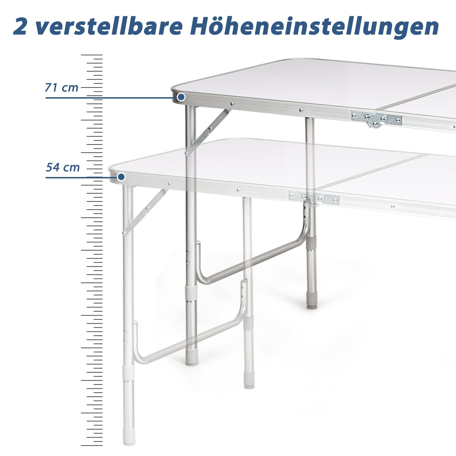 GYMAX faltbar Campingschrank, Campingküche mit großem Stauraum, 2 einstellbare Höhen, Outdoor Alu Picknicktisch Klapptisch Gartentisch für Strand, Garten, Grillparty