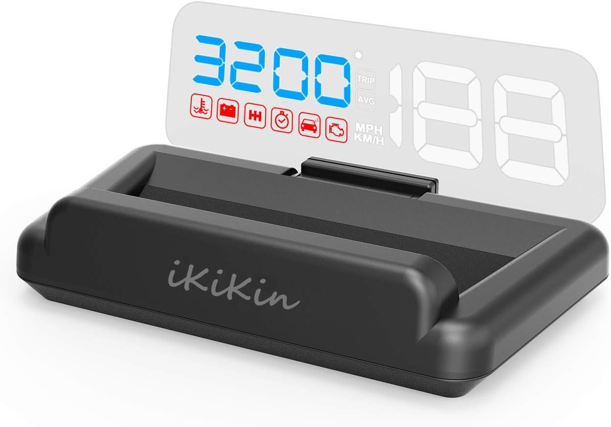 Car HUD Display, Head Up Display OBD2 HUD with Reflection Board Stereo Projecting Display Speed RPM Voltage Car Digital Speedometer C500