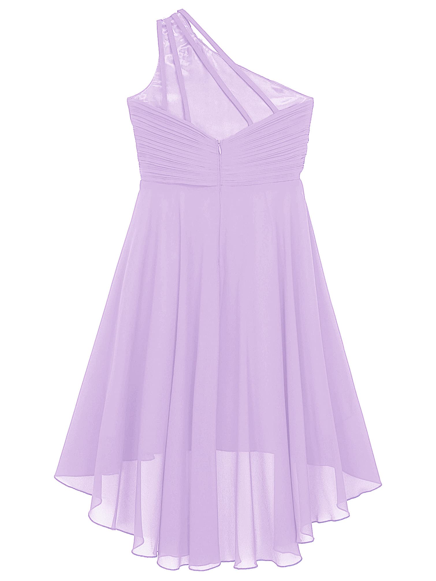 TiaoBug Enfant Fille Robe Princesse Soirée à Perles Une Épaule Plissé Robe Demoiselle d'honneur Mariage Cérémonie Robes de Bal Carnaval Fête 6-16 Ans