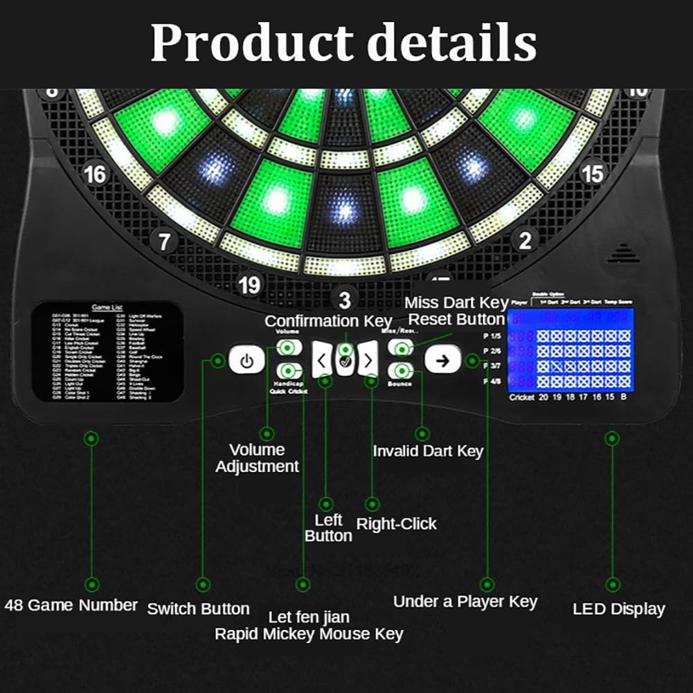 Bersaglio elettronico con punteggio automatico, tabellone segnapunti integrato e freccette luminose con punta morbida, perfetto per casa, bar e sale giochi