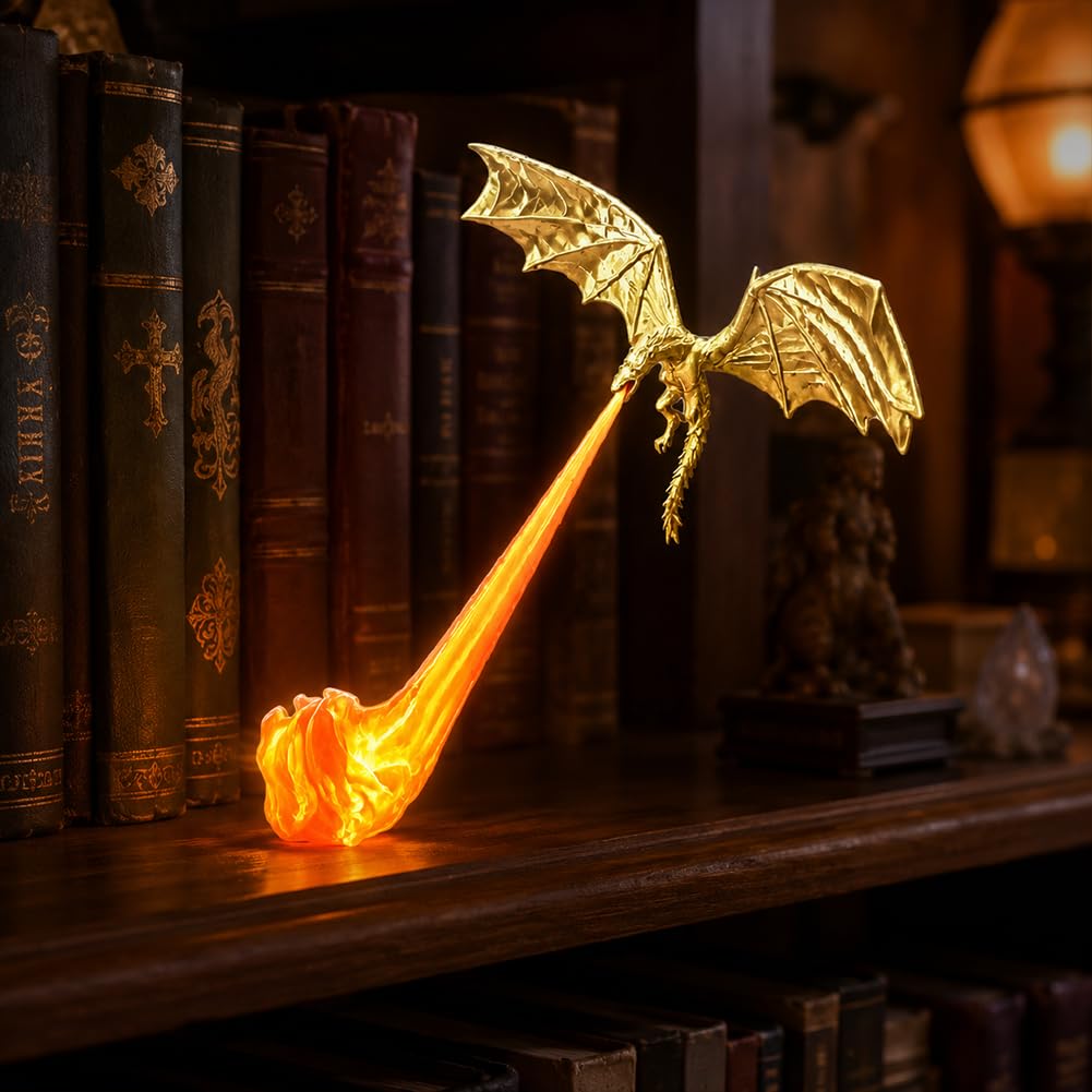 Dragon Shelf Decor, 3D Printed Flying Dragon Nook Light