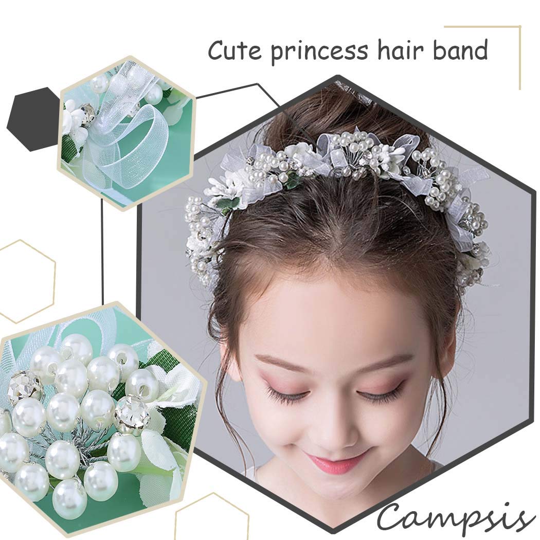 IYOU Niña Flores Diadema Blanco Florales Comunión Tocado Perla Cristal