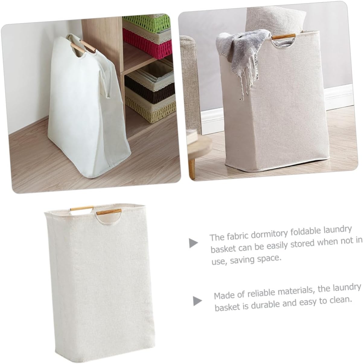 Collapsible Laundry Hamper Basket with Sturdy Handles Lightweight Foldable Clothes Organizer for Home Storage and Clean Fabric Laundry Basket for Dirty Clothes and Sundries