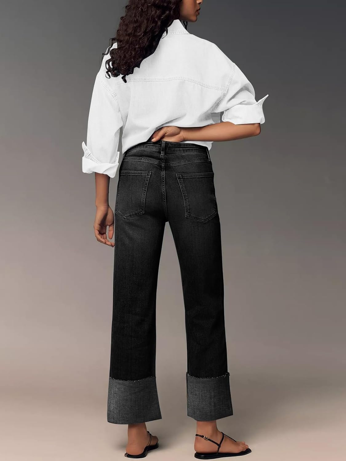 KUNMI Jeans for Women Wide Leg Baggy High Waist Boyfriends Straight Leg Stretchy Denim Pants Trendy Fall 2025