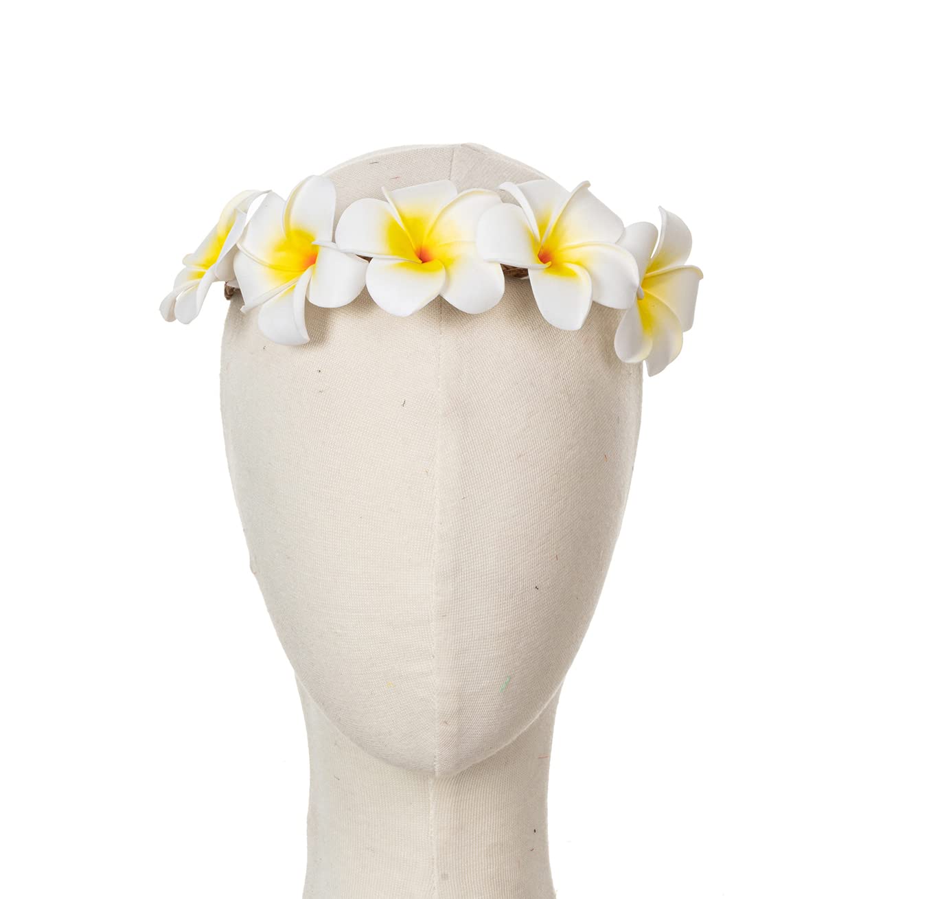 DDazzlingWomen Girls Hawaiian Plumeria Floral Crown Flower Headband Beach Hair Accessory (White Yellow) (White Yellow)