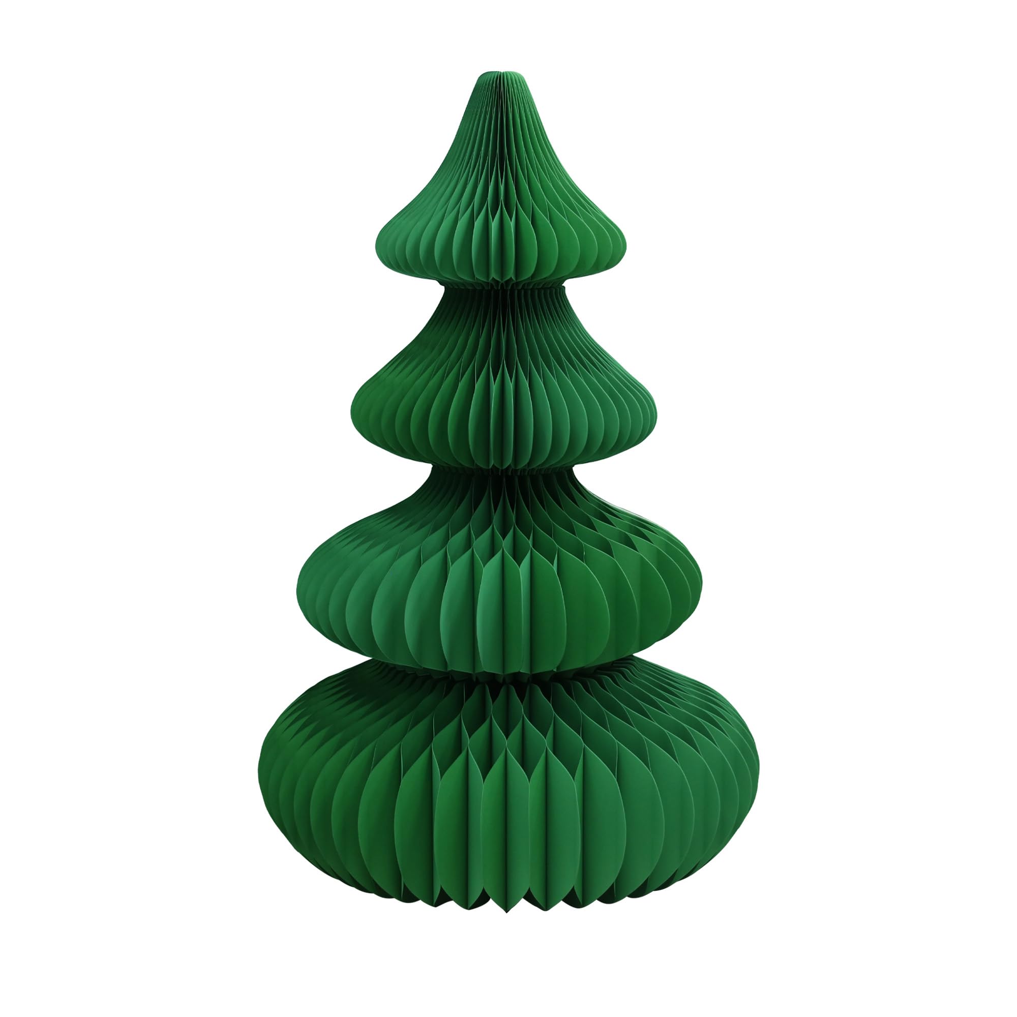 PE 57" Bright Green Paper Christmas Tree – Tall Honeycomb & Cardboard Style Foldable 3D Holiday Decoration, Classic Green Centerpiece, Reusable Eco-Friendly Décor
