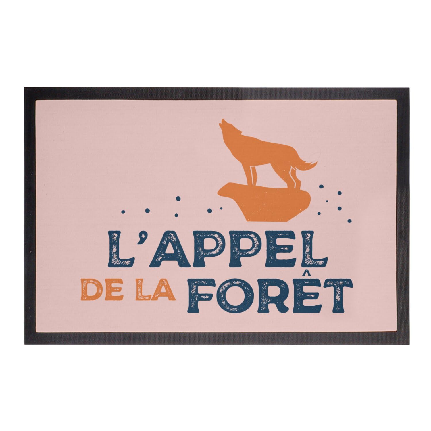 Paillasson rose loup rando voyage tapis entrée nature forêt 60x40