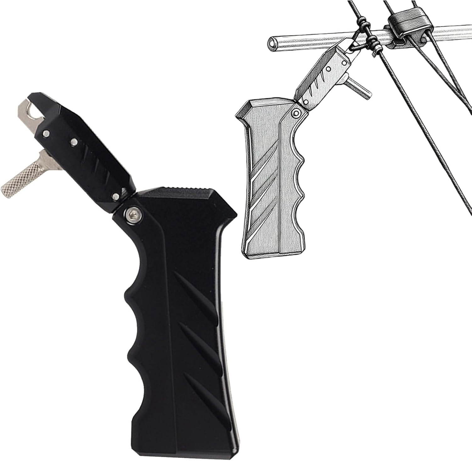 4-Finger Grip Bow Release Aid, Dual-Use Archery Accessory with Auto-Closing Jaws, Adjustable Release for Compound and Recurve Bows