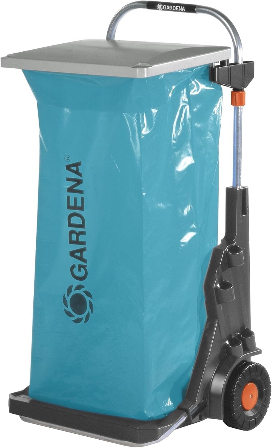 Gardena Gartenmobil: Vielseitiger Transportwagen für den Garten, mit integrierter Sackkarre, rasenschonende Räder, mit Deckel und Müllsack (232-20)