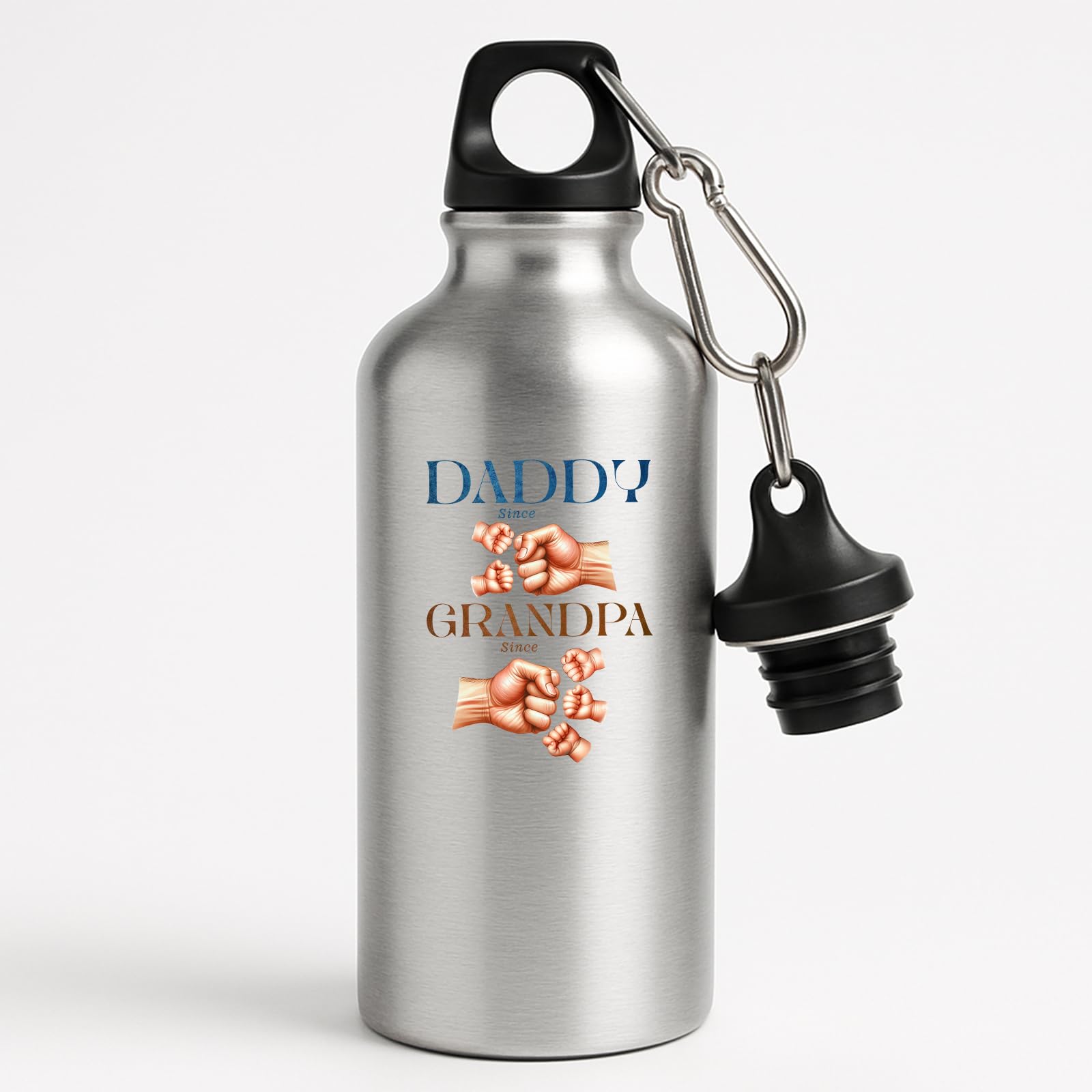 Excudo Trade LTD Daddy Since Grandpa Water Bottle Funny Fathers Day Gift for Dad Grandpa Reusable Sports Gym Travel Birthday Surprise for Father Grandfather Novelty - Silver