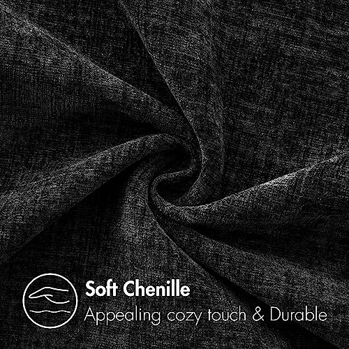 Image of MIULEE Halloween Pack of 2 Couch Throw Pillow Covers 18x18 Inch Soft Black Chenille Pillow Covers for Sofa Living Room Solid Dyed Pillow Cases