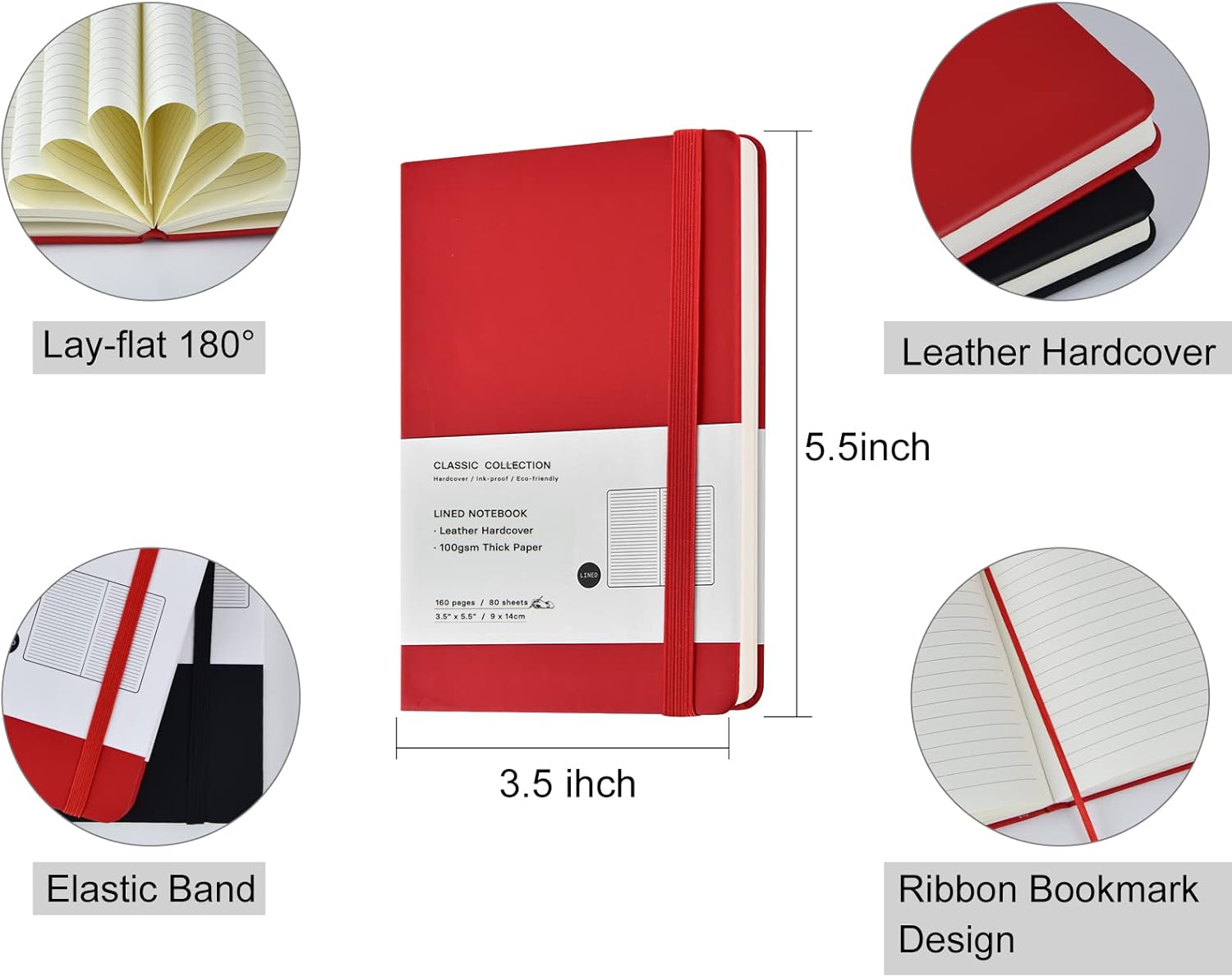 Coopay 8 Pack Pocket Notebook Journals Bulk, 3.5" x 5.5", 160 Lined Pages, A6 Mini Notepad Hardcover leather Journal with 100GSM Thick Paper, Small Notebooks for Writing Work Men Women (Multicolor)