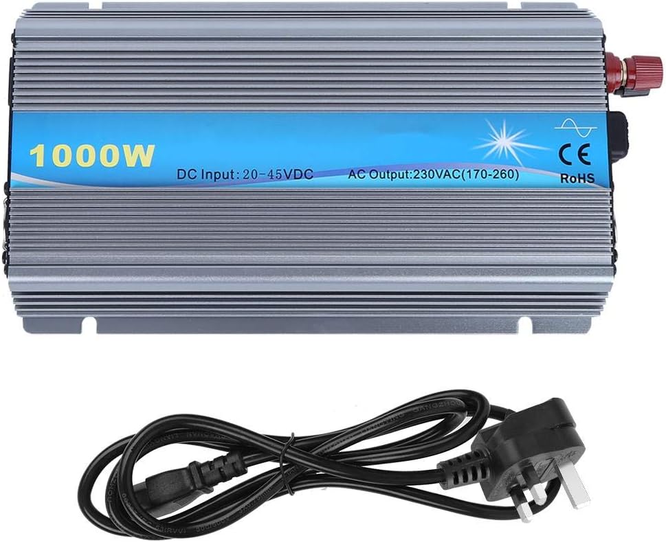 Pure Sine Inverter, Micro Solar Grid Tie Power Inverter Pure Sine PV 1000W Input 22-50V Output 230V Power Inverter Converter(UK)