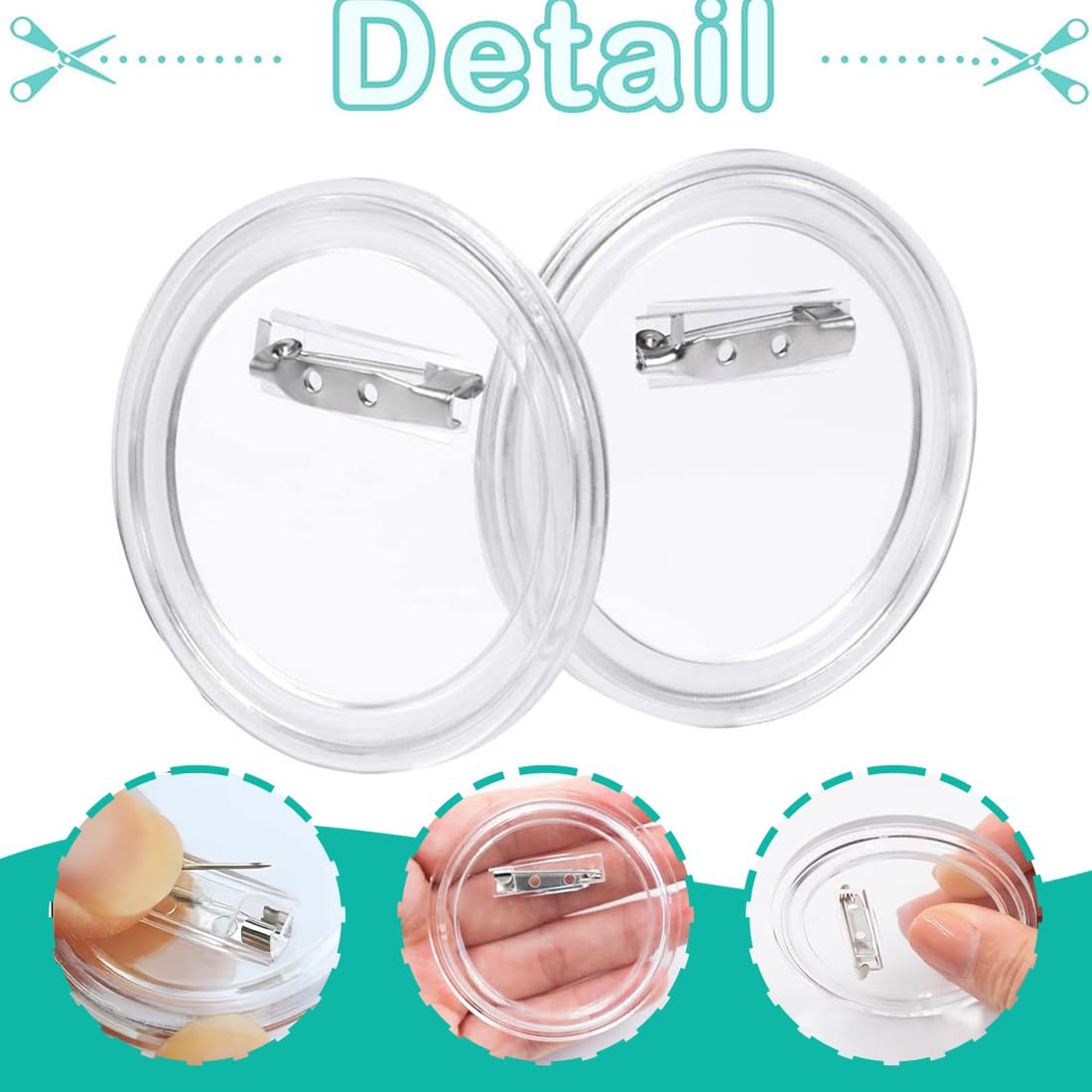 Chapas Personalizadas Transparentes 58mm con Alfiler, Chapas Plásticas Redondas para Bricolaje Niños