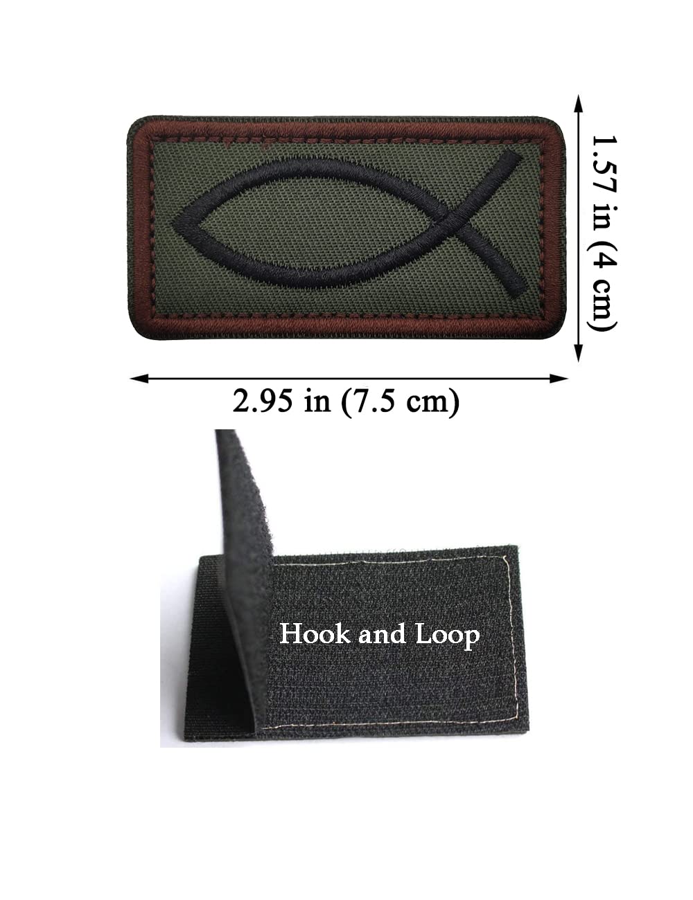 Parche bordado con diseño de Jesús y pez moral, símbolo de pez cristiano, emblema táctico, insignias militares, parches bordados