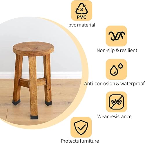 Miniatura 2 de 20 tapas rectangulares de goma para patas de muebles, 34 pulgadas x 1-12 pulgadas, tapas antideslizantes para patas de silla, fundas para pies,