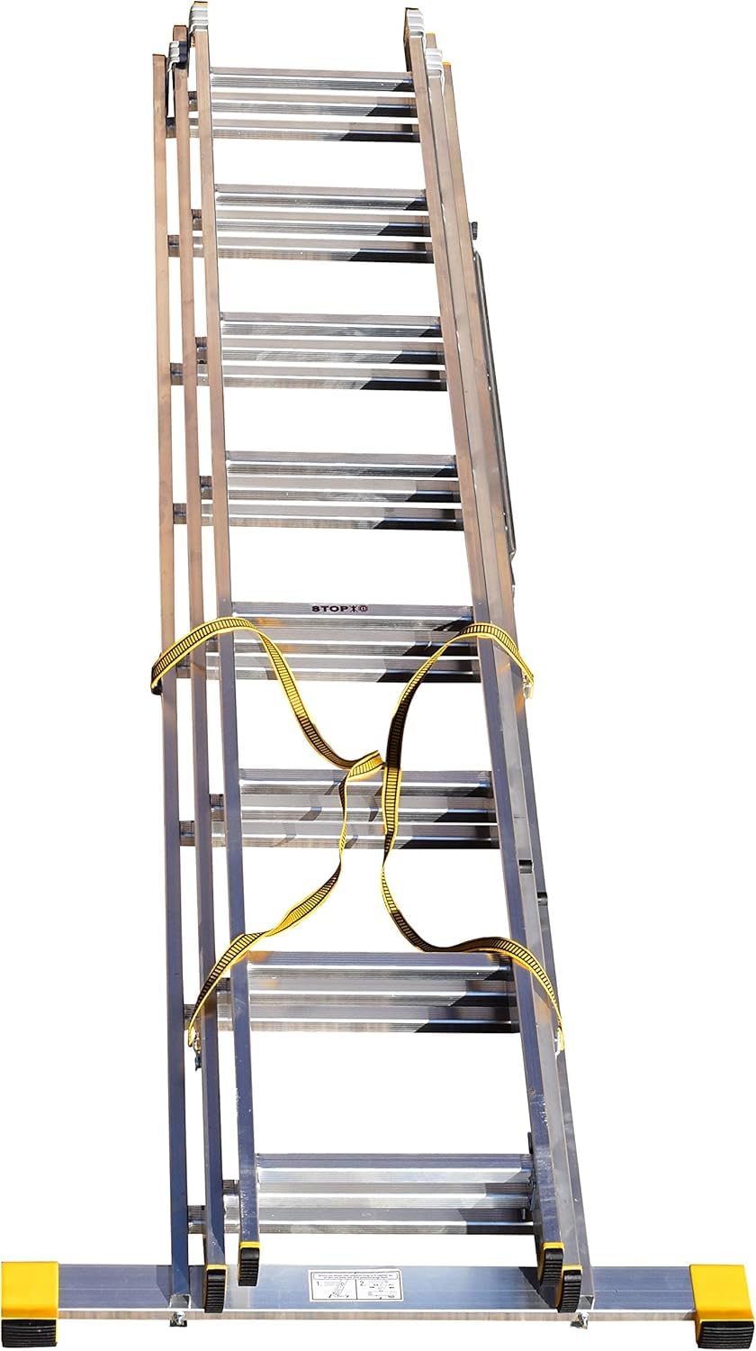 Trade Master Pro® 2 Section Extension Ladder | Auto Locking Clips | Aluminium | Anti Slip Stabiliser bar | 150kg Weight Rating | EN131 Pro Certified | Size: 4.26m
