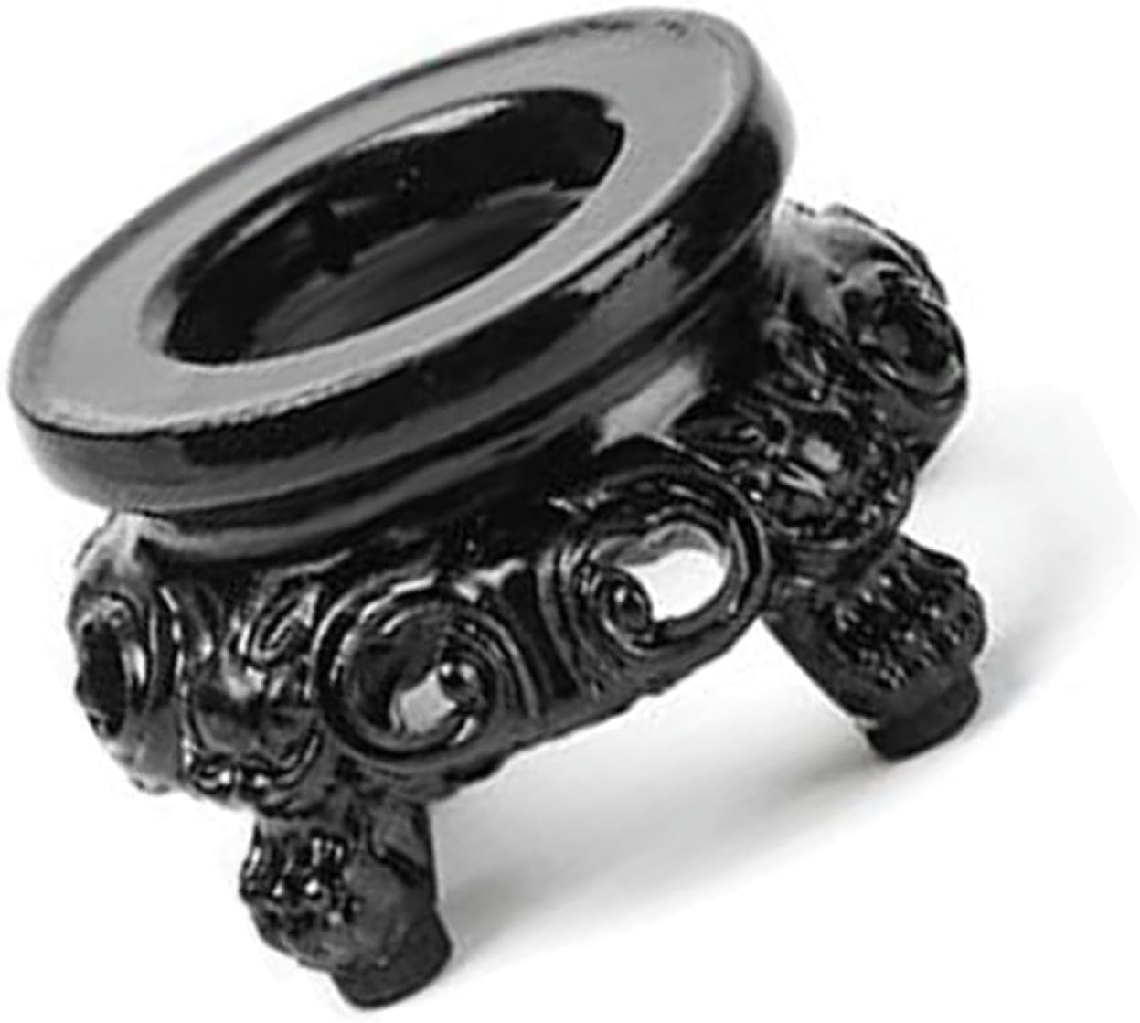 Cawhui Transparent Black Wooden Display Stand For Crystal Sphere Quartz Ball Holder Hollow Wood Stand Base For Crystal Ball Sphere Globe Stone Decoration Display Pedestals Home Décor Accents