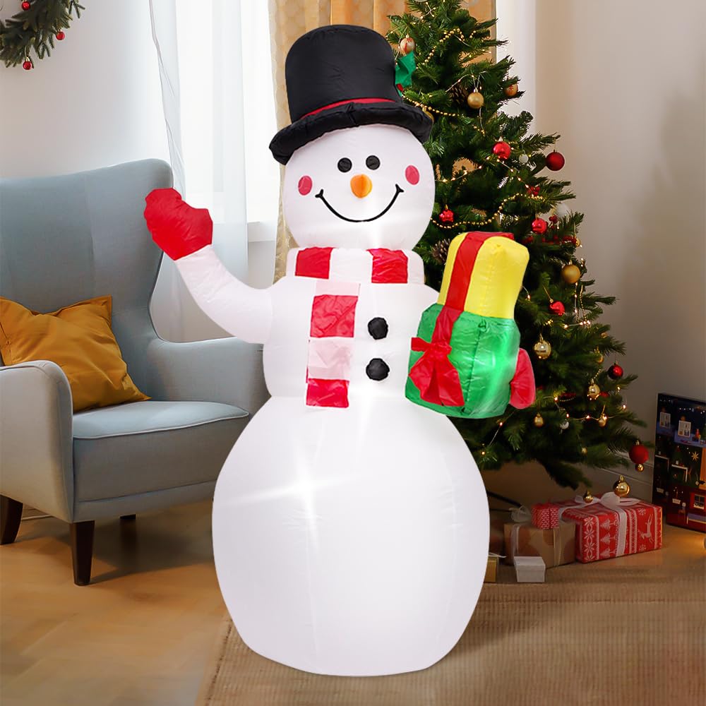 Muñeco de nieve (180 cm, con luz LED, decoración para jardín, césped, fiesta de vacaciones, color negro