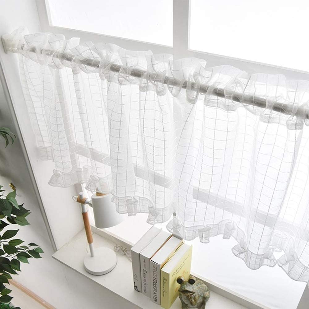 Cortina de café corta de 14'' para cubrir la mitad inferior de ventanas de baño