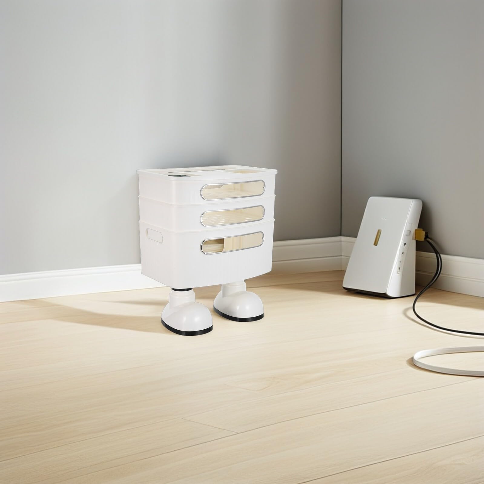 OSALADI Scatola di Archiviazione Router Wifi in Pp a Tre Livelli Dissipazione del Calore Efficiente e Risparmio di Spazio, Organizer per Cavi per Camera da Letto e Ufficio