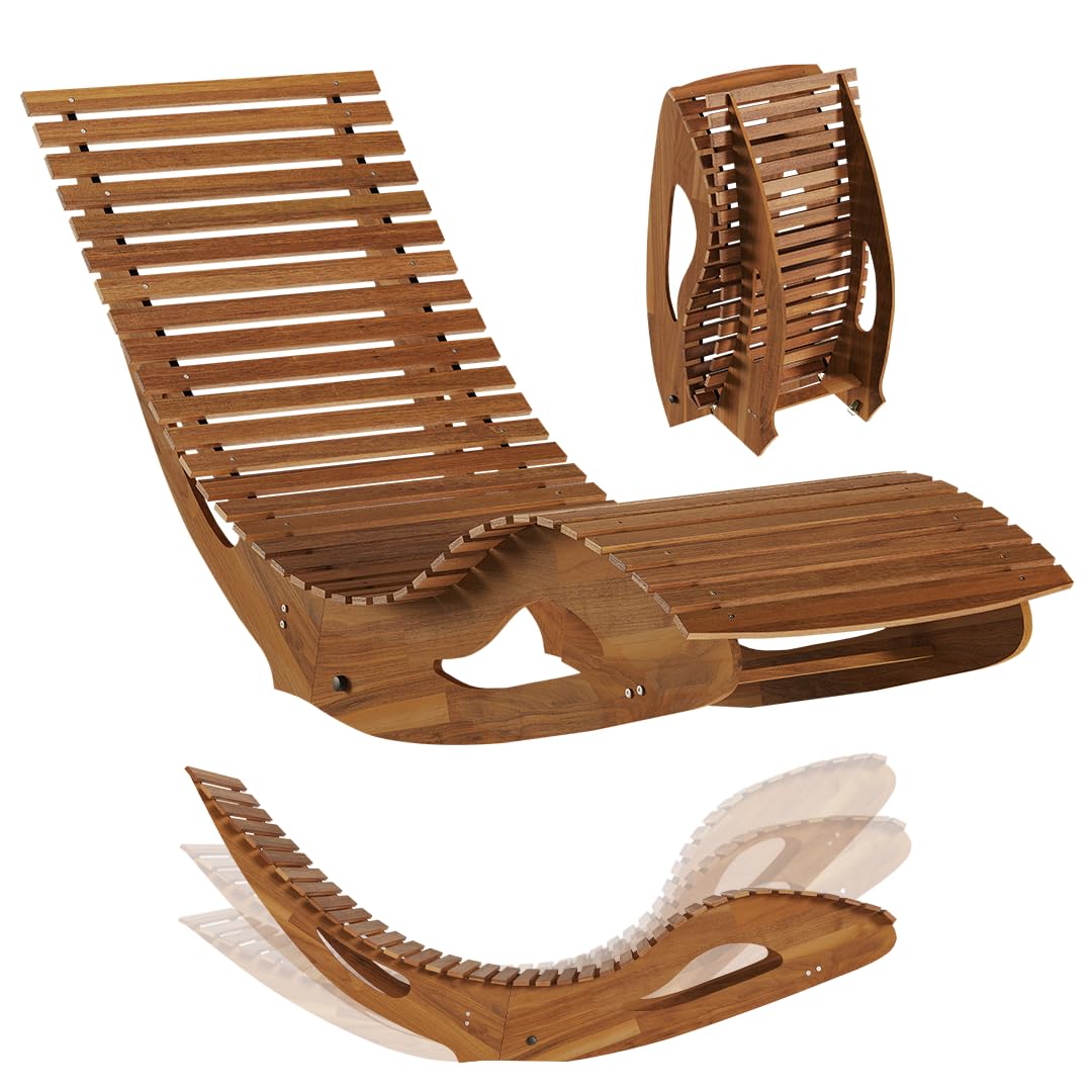 STEELSØN Solaria Gartenliege, Akazienholz geölt, klappbar, 150kg, Outdoor | Holzliege klappbar, Liegestuhl Akazienholz geölt, Sonnenliege, ergonomische Saunaliege wetterfest, Schaukelliege, Relaxliege