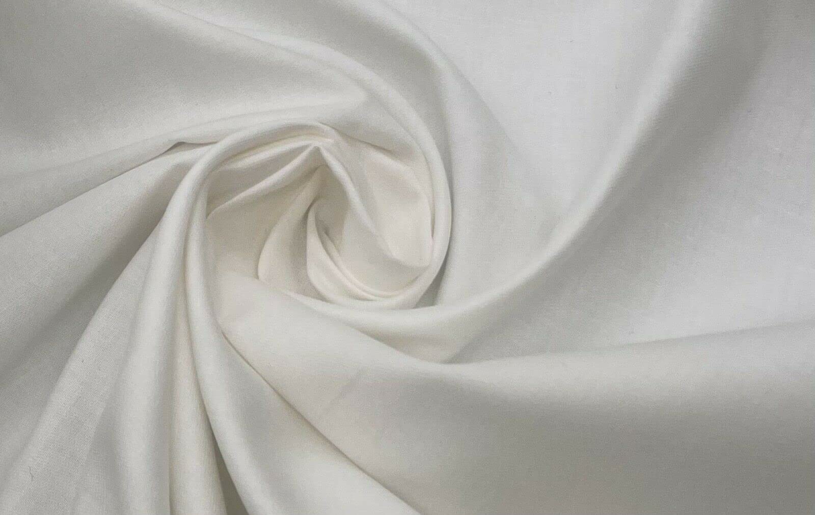 Kabbani Textiles Premium 100% Cotton Curtain Lining Fabric. Cotton Sateen Fabric. Ideal for Lining Curtains Drapes, and Blinds. White Colour. Pure Cotton Material (Sold per 1M, White)