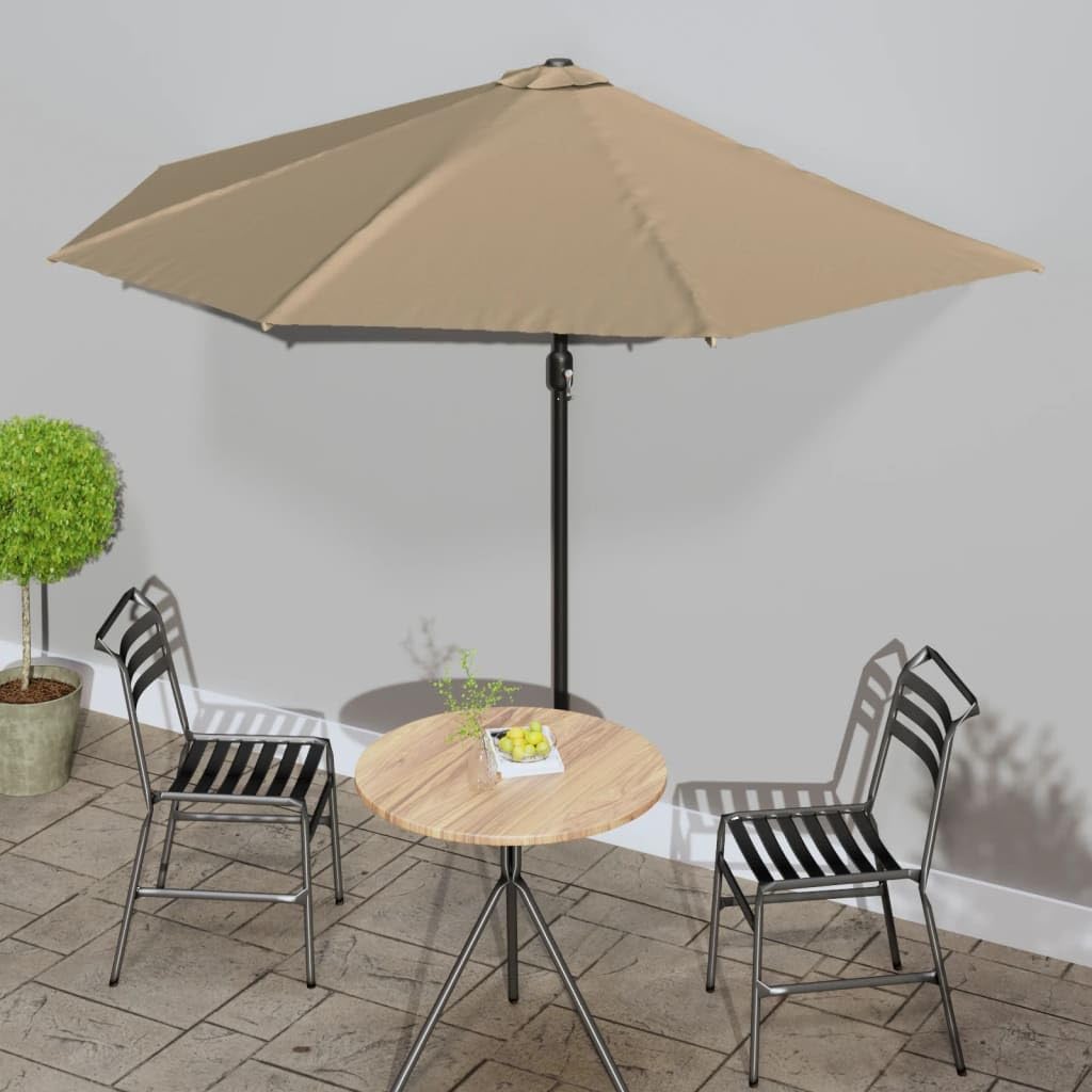 vidaXL Balkonschirm Sonnenschirm Terrassenschirm Alu-Mast Taupe 300×150 cm Halb